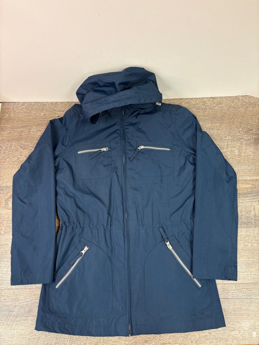 G.H. Bass & Co. Navy Hooded Utility Jacket | Lightweight Zip Front | XS